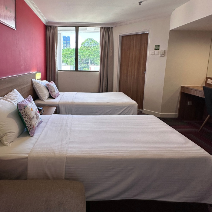 Guest room at YMCA @ One Orchard.